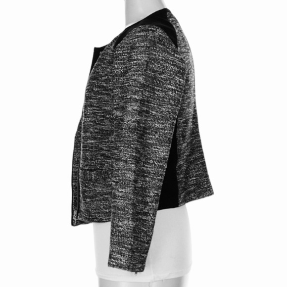 Eileen Fisher System Black & White Tweed Moto-Style Jacket. Size M. - Picture 6 of 12